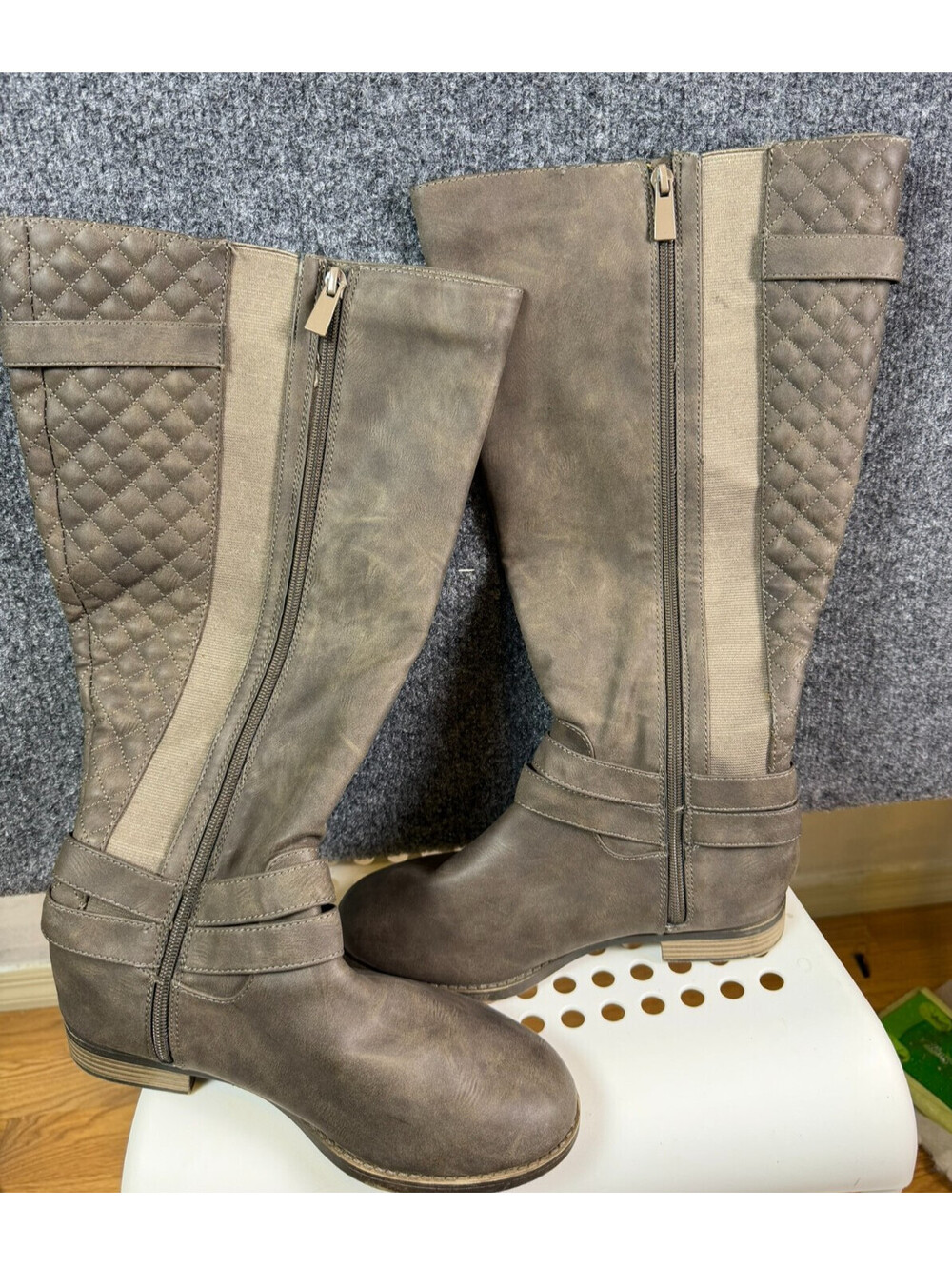Torrid Womens 6.5 Quilted Knee High Riding Boots Brown Wide Calf Zip 12081246